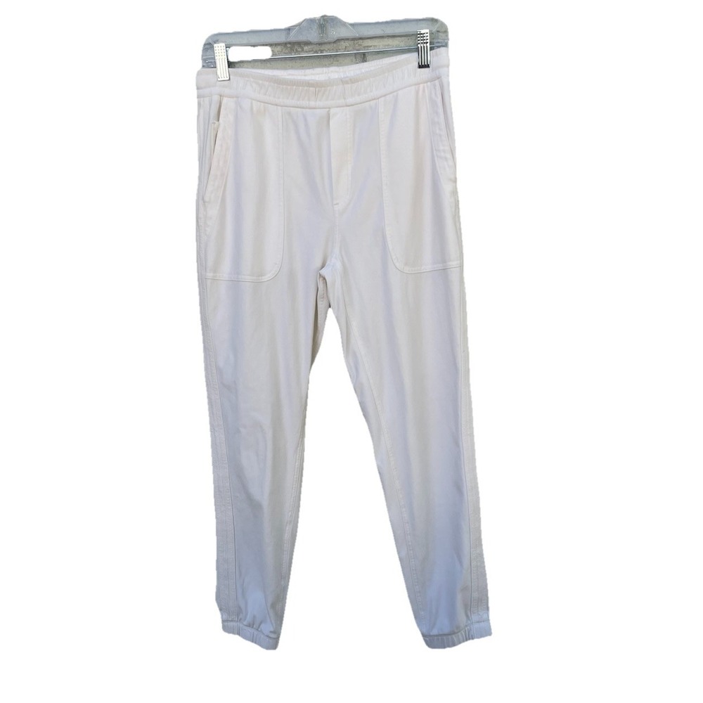 Athleta Joggers Womens Small Cotton Stretch Pockets White‎